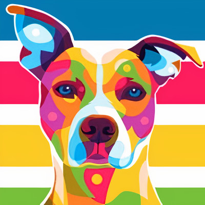 wpap and pop art pitbull colorful dog