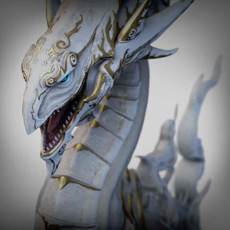Lontarz lin yu-gi-oh blue eyes dragon 3d model sculpt sculpture fanart zbrush